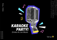 Karaoke Party Mic Postcard Design