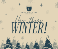 Hey There Winter Greeting Facebook Post Design