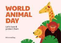 World Animal Day Postcard Design
