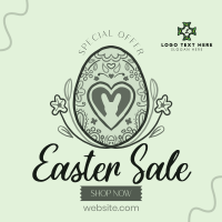 Floral Egg with Easter Bunny and Shapes Sale Instagram Post Design