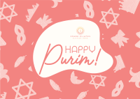 Purim Symbols Postcard Image Preview