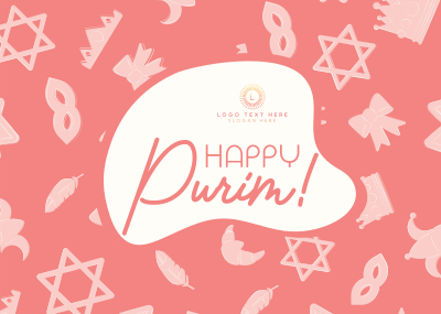 Purim Symbols Postcard Image Preview