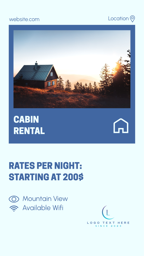 Cabin Rental Rates Instagram Story Design Image Preview