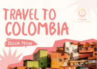 Travel to Colombia Paper Cutouts Postcard Design