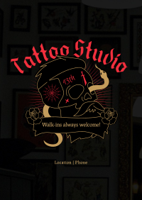 Skull Snake Tattoo Flyer Image Preview