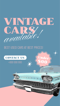 Vintage Cars Available TikTok Video Design
