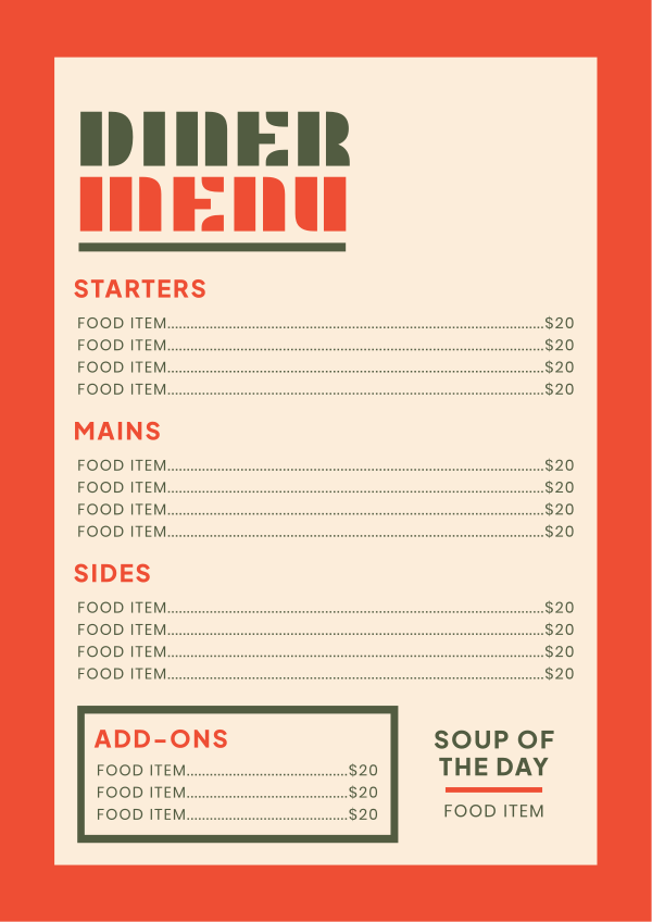 Spicy Retro Diner Menu Design Image Preview