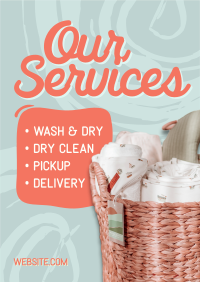 Swirly Laundry Services Poster Design