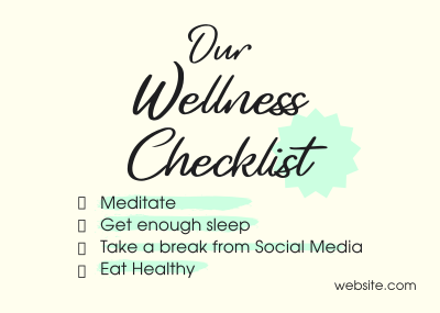 Wellness Checklist Postcard Image Preview