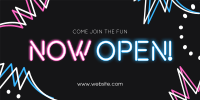 Now Open Neon Lights Twitter post Image Preview