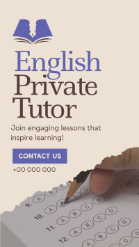 Minimalist English Tutor TikTok Video Design