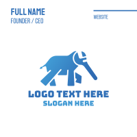 Blue Elephant Wrench Business Card Design