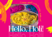 Hello Holi Postcard Design