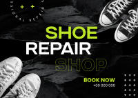 Brutalist Shoe Repair Postcard Design