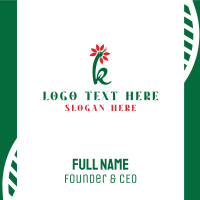 Green Red K Flower Business Card Design