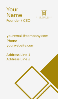 Gold Pillar Architecture Letter H Business Card Design