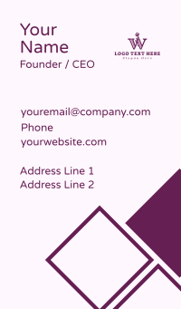 Purple Beauty Letter W Business Card Design