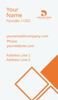 Orange House Letter D Business Card Design
