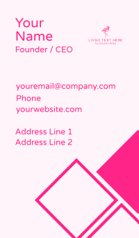 Pink Outline Flamingo  Business Card Design