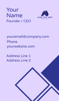 3D Purple Letter A Business Card Design