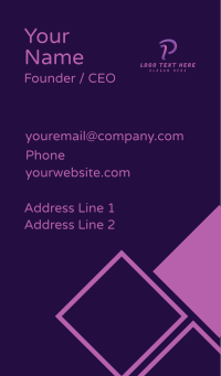 Purple Ribbon Letter P Business Card Design