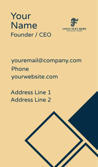 Script Letter F Vintage Business Card Design