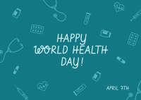 World Health Day Icons Postcard Image Preview