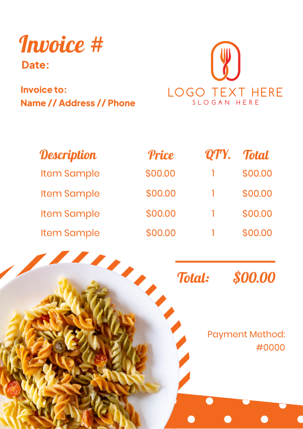 Italian Pasta Invoice Design Image Preview