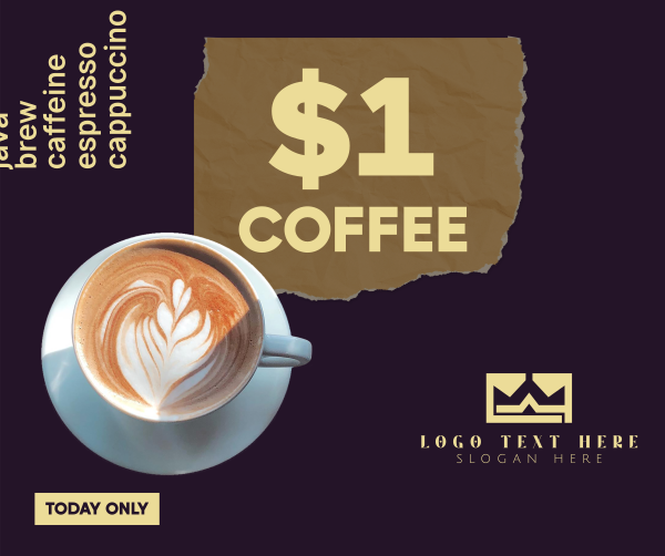 $1 Coffee Cup Facebook Post Design Image Preview