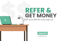 Refer And Get Money Postcard Design