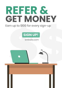 Refer And Get Money Poster Design