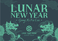 Oriental Lunar New Year Postcard Design