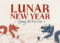 Oriental Lunar New Year Postcard Image Preview