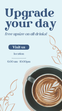 Free Upgrade Upsize Coffee Facebook Story Design