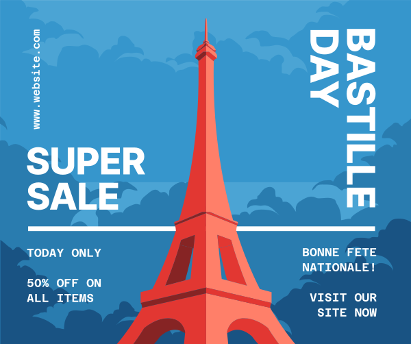 Bastille Day Sale Facebook Post Design