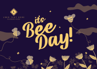Happy Bee Day Garden Postcard Design
