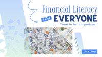 Financial Literacy Podcast Facebook Event Cover Design