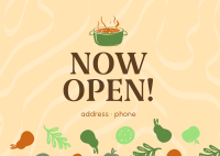 Now Open Vegan Restaurant Postcard Design