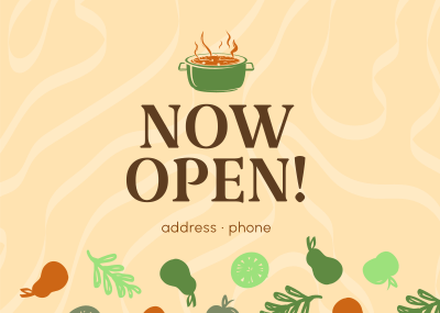 Now Open Vegan Restaurant Postcard Image Preview