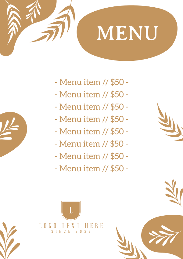 Plant Based Eats Menu Design Image Preview