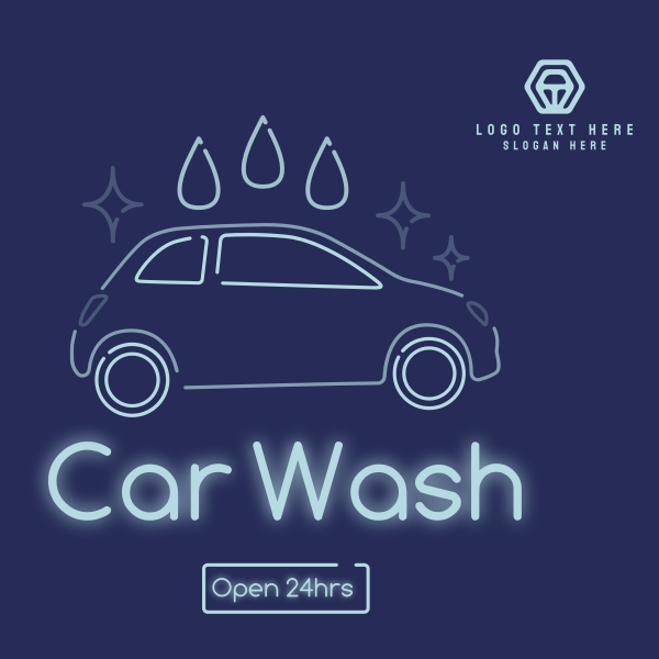 Neon sign Car wash Instagram Post Design Image Preview