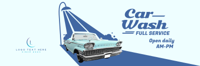 Car Wash Retro Twitter header (cover) Image Preview