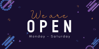 We Are Open Blob Greeting Twitter Post Design