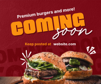 Burgers & More Coming Soon Facebook Post Design