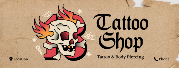 Traditional Skull Tattoo Facebook Cover Design Image Preview