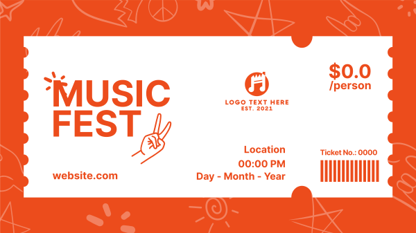 Music Fest Doodle Facebook Event Cover Design