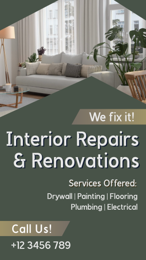 Home Interior Repair Maintenance Instagram story Image Preview