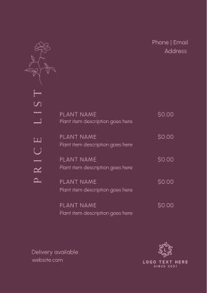 Flower Shop Menu Image Preview