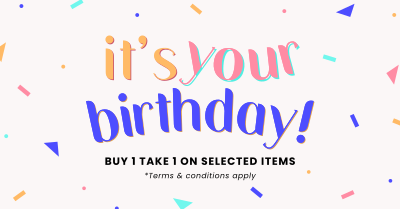 Birthday Confetti Shapes Facebook ad Image Preview