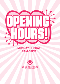 Opening Hours Sticker Poster Design
